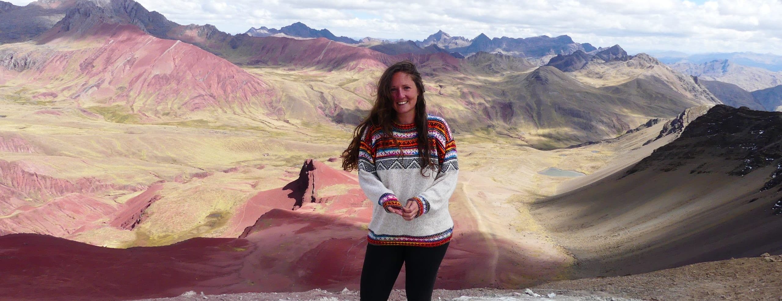 Yaëlle in the Peruvian Andes, at Rainbow Mountain